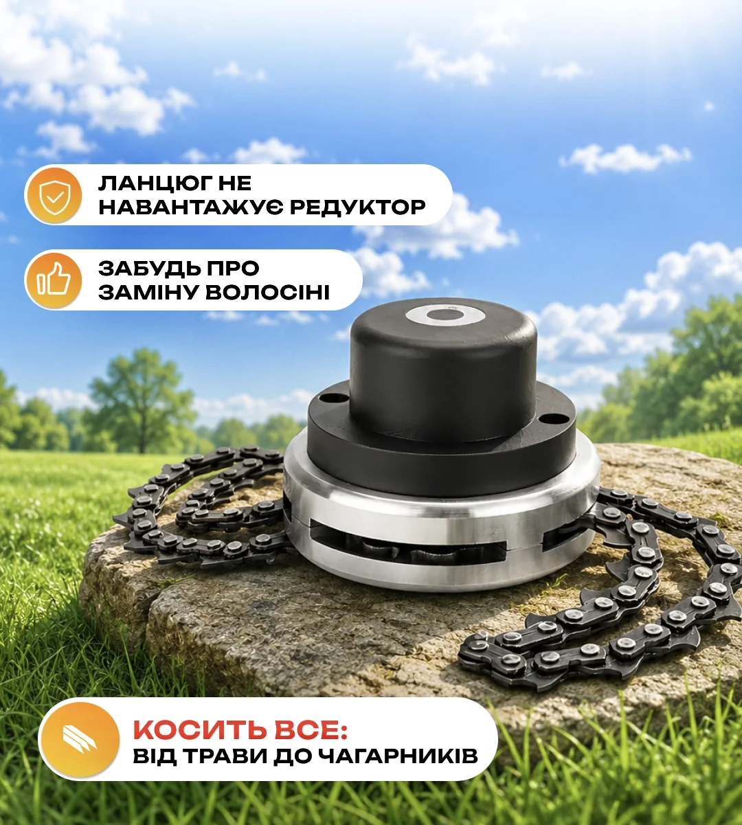 КОСИЛЬНА КОТУШКА З ЛАНЦЮГОМ